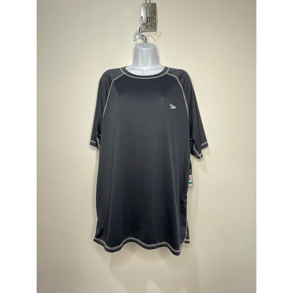Speedo Mens UPF 50+‎ Easy Swim Shirt Rash Guard Black Gray Large NWT